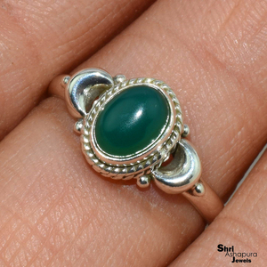 Superbes bagues en argent sterling 925 avec onyx vert en forme de cœur, sertissage clos, bijoux plaqués argent, exportateur en gros - Product Image 4