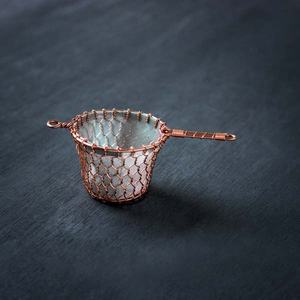 Handcrafted aluminum <b>tea</b> strainer set with intricate woven design for fine filtering elegant serving and durable kitchen utility - Product Image 2