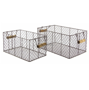 Metal Wire Storage <b>Basket</b> with 4 Built-In Handles Household Organizer Bin <b>for</b> Kitchen Cabinet or Freezer <b>Shelf</b>-free - Product Image 1