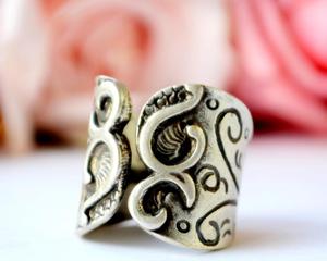 Anillo de dedo medio de banda ancha Maxi de gran tamaño para hombre con aleación turquesa estilo bohemio - Product Image 1
