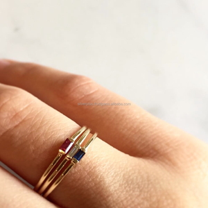 Natural Blue Sapphire ,<strong>Ruby</strong> , <strong>Baguette</strong> Diamond Ring 14K Yellow Manufacturer Wholesale <strong>Supplier</strong> Producible In 10K/18K - Product Image 5