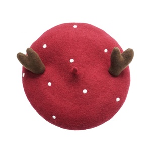 Chapeau d'hiver personnalisé 100% laine Béret de Noël Chapeaux Casquettes Béret en gros pour femmes - Product Image 4