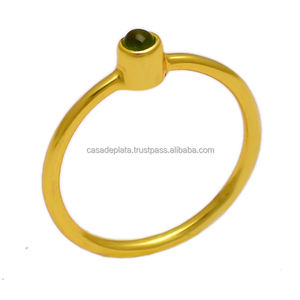 Round Cab <b>Peridot</b> Gemstone Gold Plated 925Sterling Silver <b>Ring</b> Bezel Setting Trendy Fashionable <b>Ring</b> For Wedding Gift Or Parties - Product Image 4