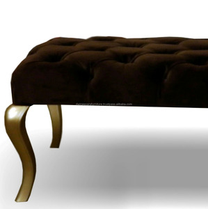 เก้าอี้เฟอร์นิเจอร์ฝรั่งเศสพร้อมที่นั่งกระจุก-ออตโตมันสีทองพร้อมเฟอร์นิเจอร์เบาะสีน้ำตาลอินโดนีเซีย - Product Image 4