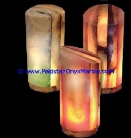 Lampe en forme de cylindre, pierre naturelle multicolore, 1 pièce - Product Image 2