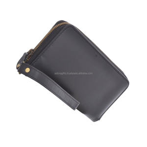 Portefeuille en cuir noir pour femme Portefeuille personnalisé pour femme/Fermeture à glissière complète protégée Portefeuille pour femme - Product Image 1