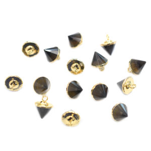 Pendentif en quartz fumé 12-14 MM en forme de cône plaqué or avec bélière en laiton, apprêts de bijoux en pierres précieuses, pierre de naissance de novembre - Product Image 3