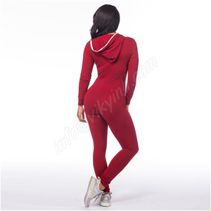 จั๊มสูทแขนยาวมีซิปสำหรับผู้หญิงบอดี้คอนกางเกงขายาวฟิตเนสชุดรอมเปอร์สีดำ - Product Image 6