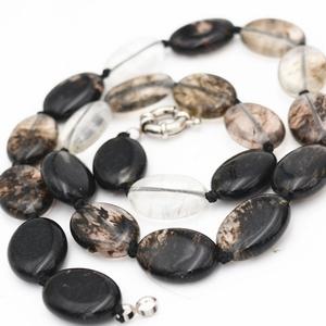 Tourmaline noire ovale perle pierre collier pierres ovale perle cristal breloques pour la fabrication de bijoux cristal femmes collier grossiste - Product Image 3