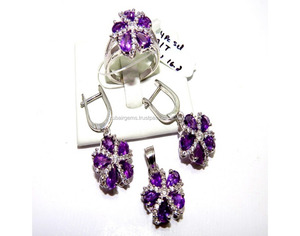 Ensemble de bijoux en pierre d'améthyste naturelle, argent Sterling 925, 1 pièce, offre spéciale - Product Image 3