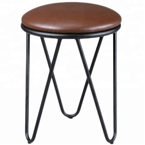 Tabouret industriel moderne en métal style épingle à cheveux avec siège en cuir tissu fer Design pour meubles de maison chambre salon - Product Image 1