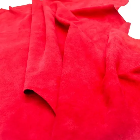 Kulit Suede Premium Warna Merah untuk Sepatu Bahan Pembuat