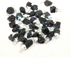 Conector de joyería colgante en bruto DIY, Conector de fabricación de granate natural sin cortar, conectores de piedra natal chapados en plata y latón - Product Image 5