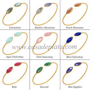 Anillo de piedras preciosas de Calcedonia de moda clásico chapado en oro 925 Ajuste de bisel de joyería de plata al por mayor fabricante de CASA DE PLATA - Product Image 5