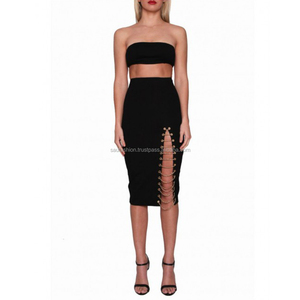 2018 Women's New Celebrity Dress up Design Sets <b>Cocktail</b> Dresses Slim Bodycon Dress Plain Night Club with Chain Lace Dyed Adults - Product Image 2