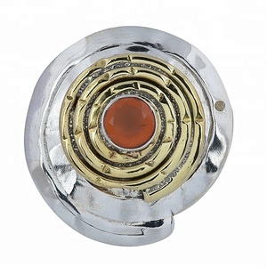 Anillo de plata esterlina 925 con piedras preciosas cornalina facetadas redondas, anillo chapado en oro, anillo clásico de moda para regalo de boda. - Product Image 1