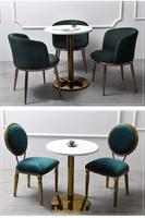 Table de salle à manger ronde en métal style ferme chic pour café - Mobilier de salle à manger