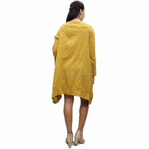 Robe pour femmes, vêtement rond décontracté, grande taille, manches longues avec boutons, costume pour dames - Product Image 4