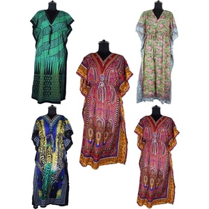 เดรสคาฟตันยาวคอวีแขนกุดพิมพ์ลายสำหรับผู้หญิง - Product Image 1