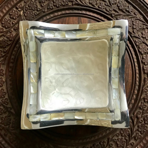 De aluminio de granates de incrustación de arte y artesanía bandeja esmaltada Set de 2 - Product Image 2
