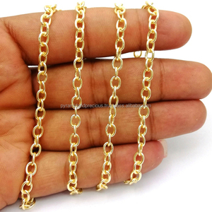 Gold Plated <b>Copper</b> Oval Coin <b>Chains</b> - Little Oval Flat Soldered Cable <b>Chain</b> - Product Image 1