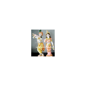 Radha Krishna Murti en marbre blanc, 1 pièce - Product Image 1