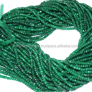 Rondelle à facettes émeraude teinte Micro perles vertes à facettes - Product Image 1