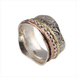 Wholesale 925 Sterling Silver Amethyst Beaded <b>Spinner</b> <b>Ring</b> Handmade Tri-Tone Copper Brass Meditation Worry Jewelry Party - Product Image 2