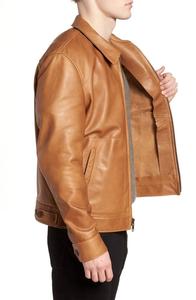 Abrigo de motorista de cuero genuino de suministro de fábrica, chaquetas de moda de invierno de varios tamaños para hombres, chaqueta de bombardero de talla grande, ropa - Product Image 5