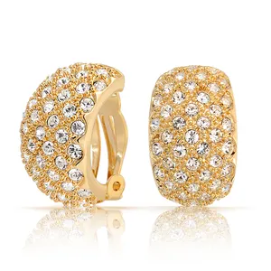 14K Gold Ronde Real Diamond Hoop Earring In Wit Goud