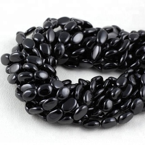 Belle 1 brin lisse forme ovale perles de pierres précieuses spinelle noir naturel qualité impressionnante pour la fabrication de bijoux faits à la main - Product Image 1