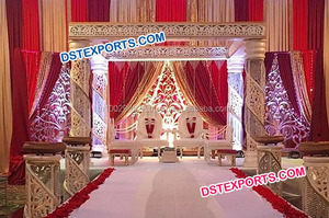 Conjunto de Mandap para Boda del Sur de la India, Mandap de Fibra Tallada en Dorado, Gran Mandap para Boda India, Carolina del Sur, Florida - Product Image 3