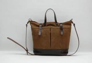 Waxed <b>Canvas</b> <b>Bag</b> With Leather Handles and Closures Toasted Color- LHB 0042 - Product Image 3