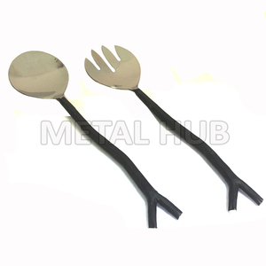 Juego de servir ensalada sostenible Cuchara y tenedor de acero inoxidable S/2 | Vajilla ecológica para bodas y entretenimiento - Product Image 2