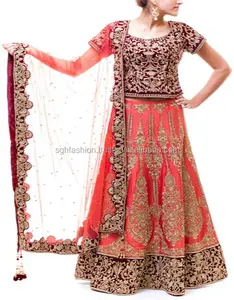 Traditionele Oranje Bruiloft Lehenga Choli Jurken