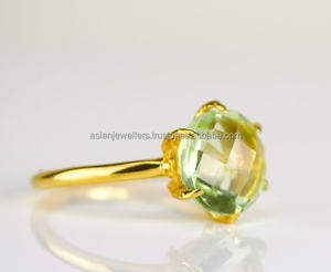 Amatista verde, anillo de piedras preciosas, Plata de Ley 925, chapado en oro, apilamiento, hecho a mano - Product Image 2