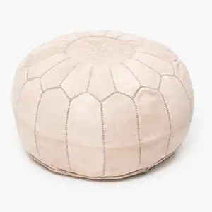 Natural Tan Moroccan Leather Pouffe