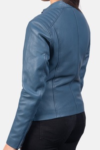 Veste en cuir d'agneau véritable pour femme, style motard, look sportif, couleur beige foncé, finition imperméable, séchage rapide, nouvelles arrivées, personnalisable - Product Image 5