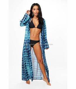 Vestido de playa tipo Kimono ajustado para niña, Poncho de rayón con lazo y tinte, para playa - Product Image 1