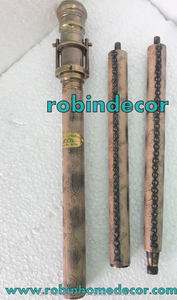 Bastón de cuero auténtico vintage con mango telescópico de latón Función de brújula superior - Product Image 3