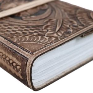 Véritable Vintage A6 Handtooled Embossed Leather Journal Cover 100 Sheets Handmade Paper Blank Notebook Sketch Calligraphy DIY NEW - Product Image 2