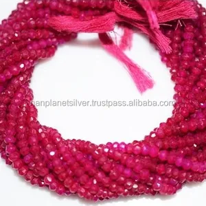 Hot Pink Chalcedon facettierte Rondelle Perlen 13 Zoll Strand