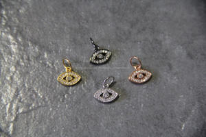 Breloque du mauvais œil, ensemble de Micro pavé CZ, plaqué or, 7x11mm, pièces - Product Image 5