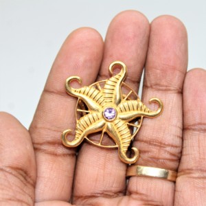 แหวนปลารูปดาวสีเงินสเตอร์ลิง925คอลเลกชั่นล่าสุดประดับพลอยอเมทิสต์ชุบทอง18K - Product Image 5