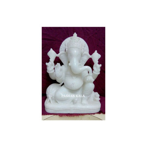 Estatua del Señor Ganesha Ji, estatua de mármol blanco indio - Product Image 1