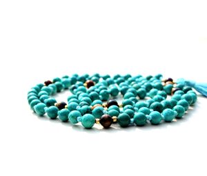 Howlite Tibetan 108 Mala Beads <b>Yoga</b> Necklace Smooth Ethnic Tiger's Eye Tassel Rudra Gems Turquoise Buddhism 6 Mm <b>Gift</b> - Product Image 5