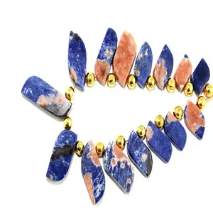 6.5" Long 15 Pieces 1 Strand Natural Sodalite Gemstone Flat S Shape Handmade Necklace Women Jewelry Wholesale