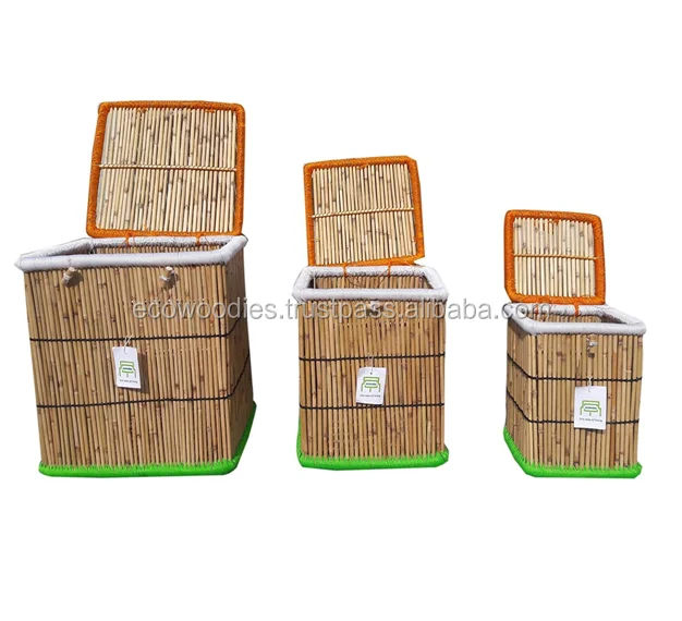 2024 Thiết Kế Chuyên Nghiệp Đầy Màu Sắc Lưu Trữ Basket Set Đồ Lặt Vặt Giỏ Tre Lưu Trữ Hộp Tay Dệt Bán Số Lượng Lớn