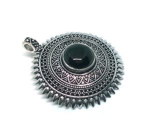 Collier pendentif en laiton, collier avec pierre d'onyx noir, offre spéciale - Product Image 2
