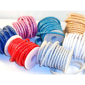 Wholesale Silver Round Bolo <b>Braided</b> Leather Cords Waterproof Waxed Finish for Jewelry Bags Shoes 5mm Diameter - Product Image 3